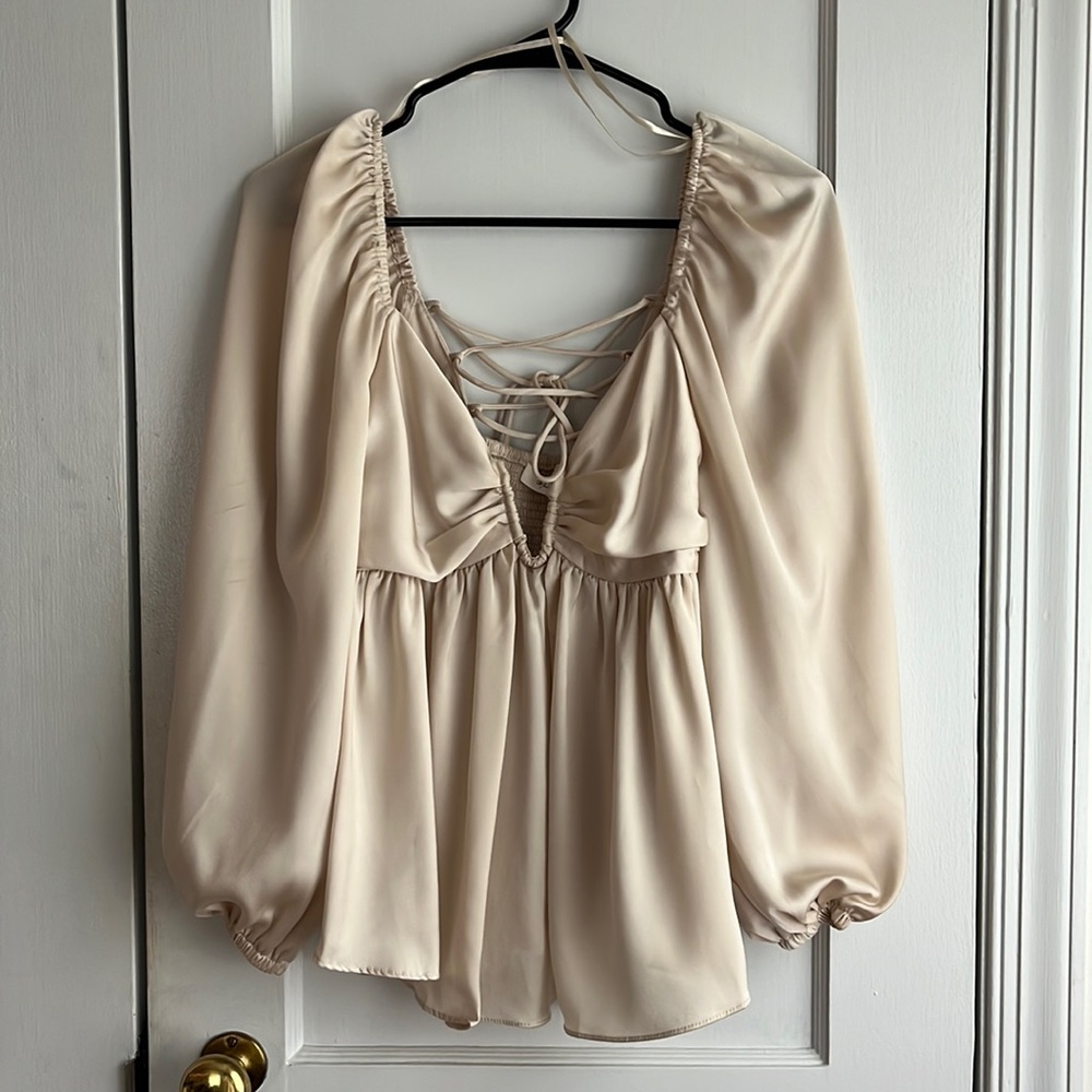 Cream Long Sleeve Blouse